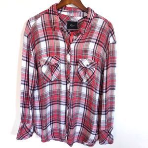 Rails From Free People Pink Plaid Flannel Top Size Large